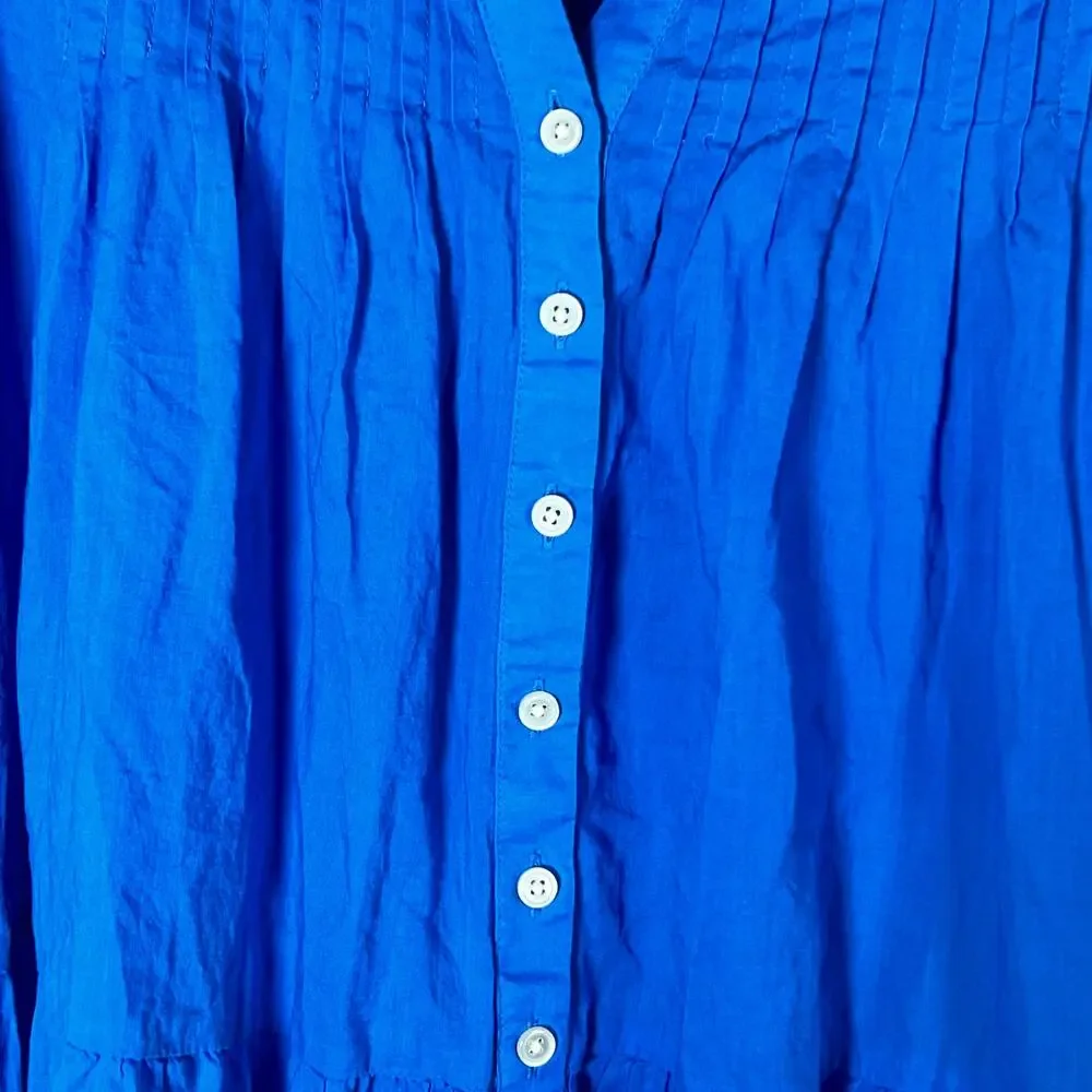 J. Crew Milly Button-Up Mini Dress Women's Medium Blue Cover-Up All Cotton - Picture 4 of 9